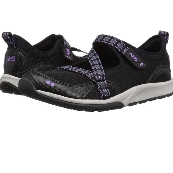 RYKA Kailee Black Purple Mesh Mary Janes Slip On Comfort Shoes,Size 6W - Picture 1 of 8